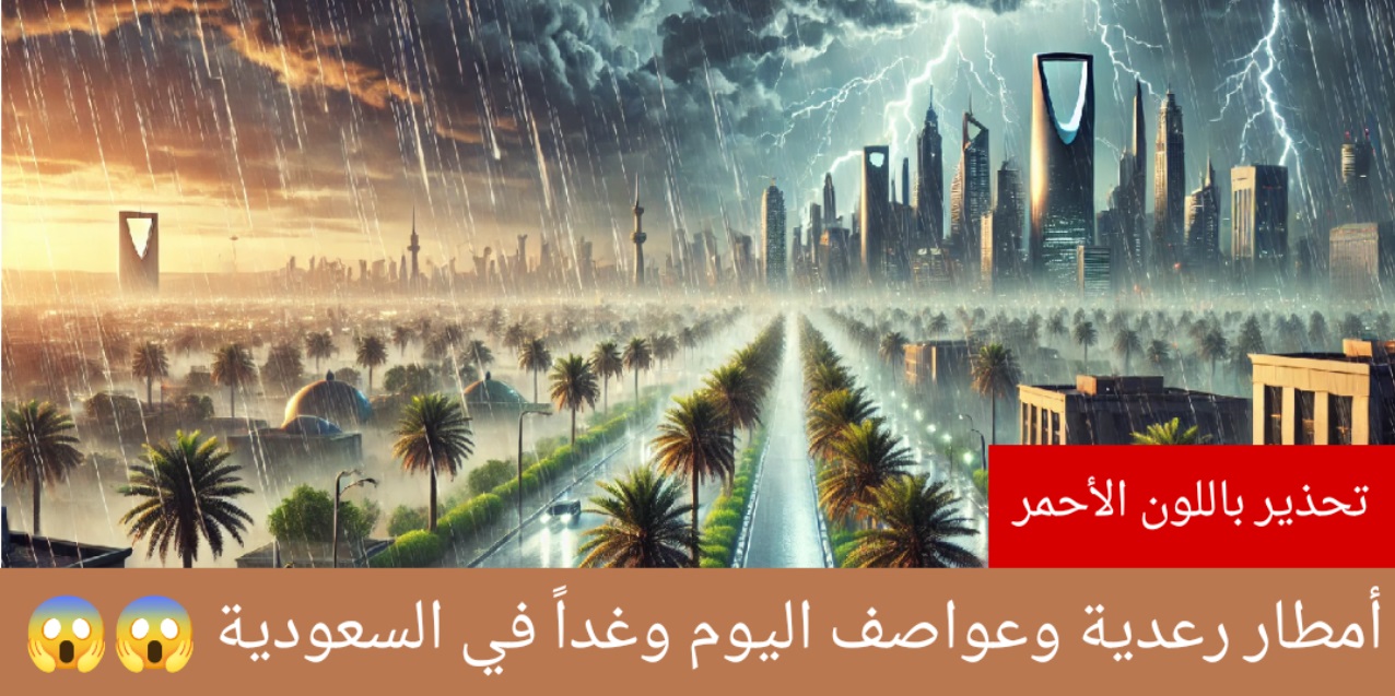 عاجل : “إنذار أحمر” أمطار غزيرة وسقوط للبرد مع صواعق .. والارصاد السعودية تحذر السكان سائقي السيارات من  انعدام الرؤية الأفقية (ابقوا في منازلكم)